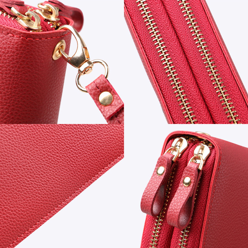 Long Double Zippers Clutch Bag