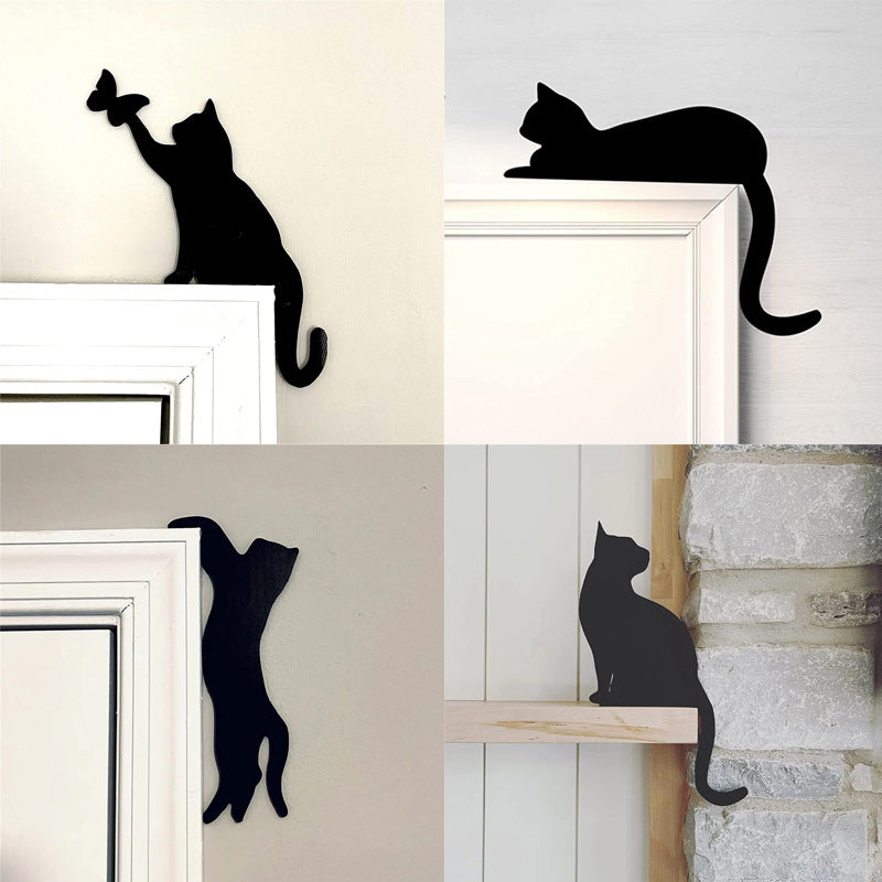 Halloween Black Cat Door Corner Sign Decoration