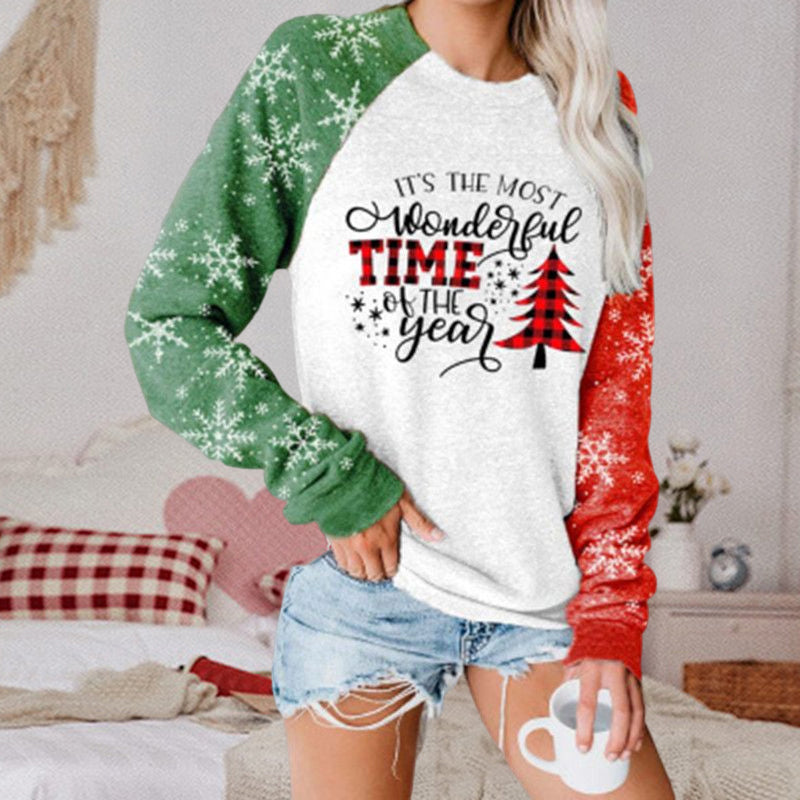 Women Christmas Print Long Sleeve Sweatershirt