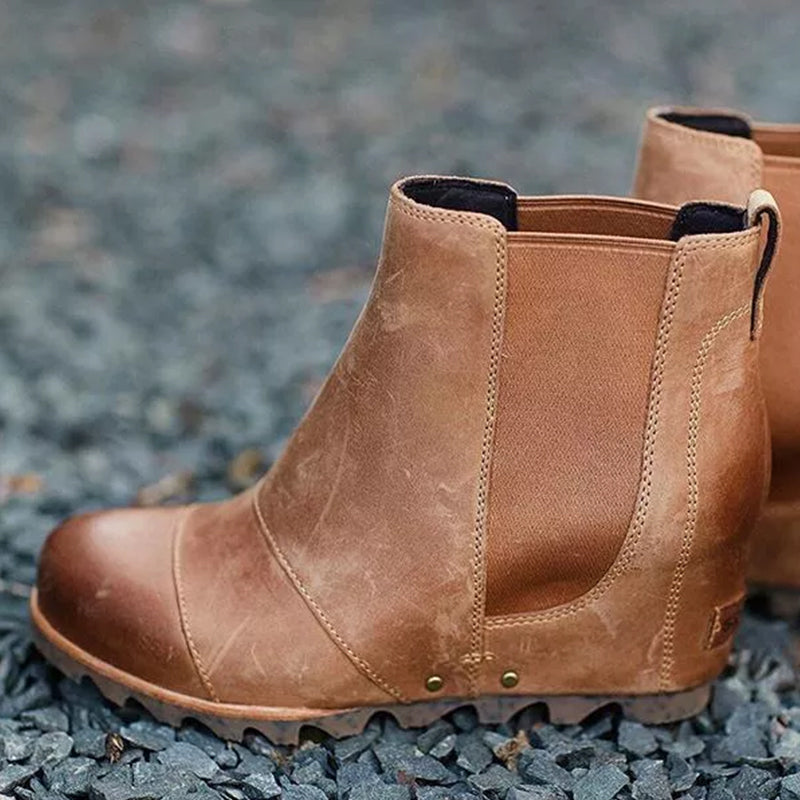 Thick-soled Elasticated Vintage Booties