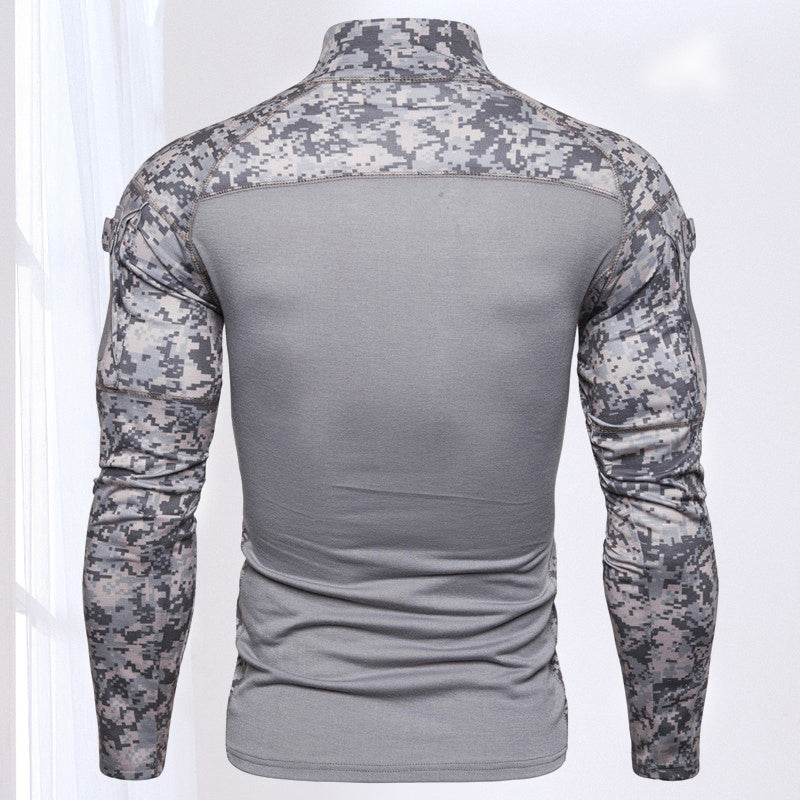 Camo Stand Collar Cotton Tactical T-Shirt