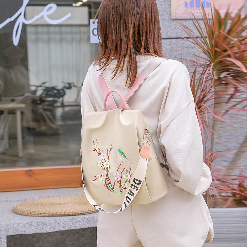 Embroidered Anti-theft Backpack