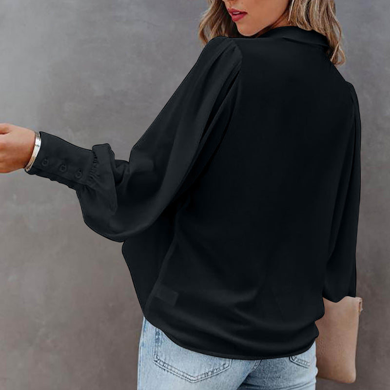 Balloon Sleeve Pleated Shirt