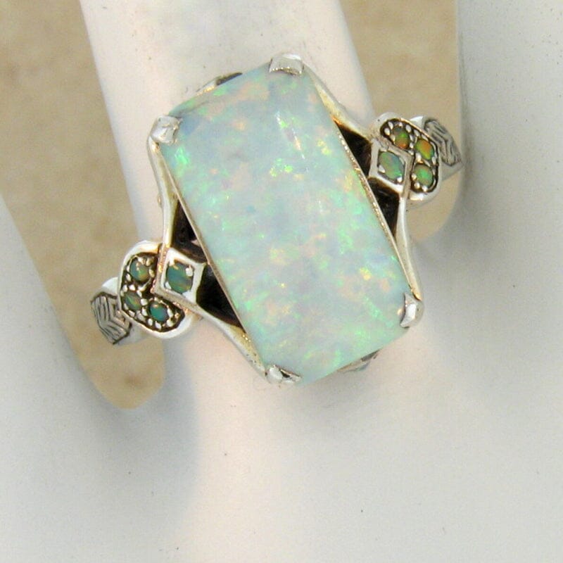 Vintage Inlaid Square Opal Ring