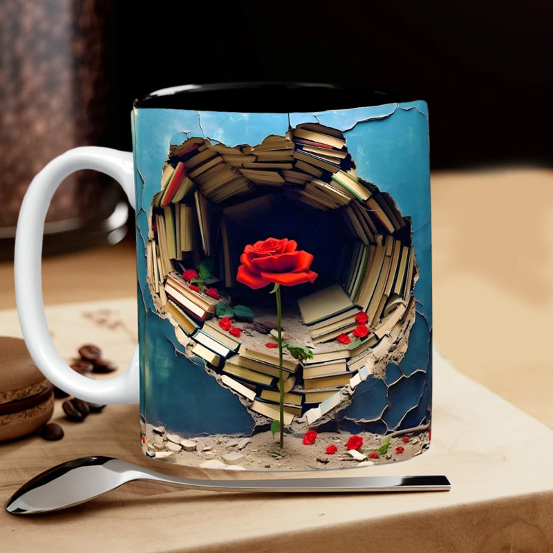 3D Effect Bookshelf Coffee Mug