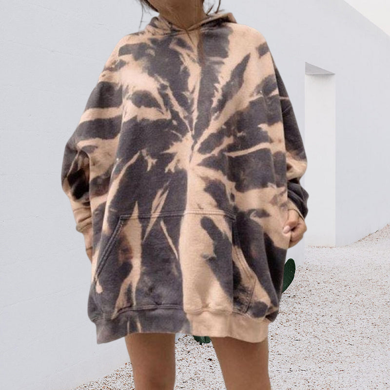 Women's Tie Dye Hooded Loose Sweatshirt