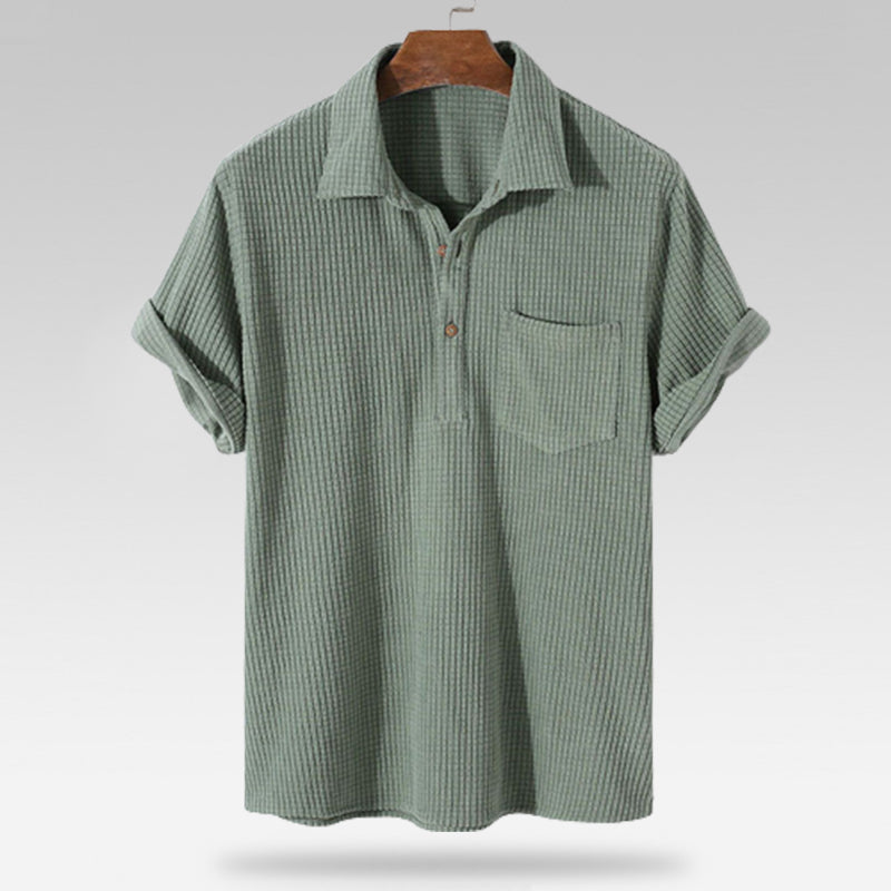 Men's Solid Color Waffle Casual Loose T-Shirt