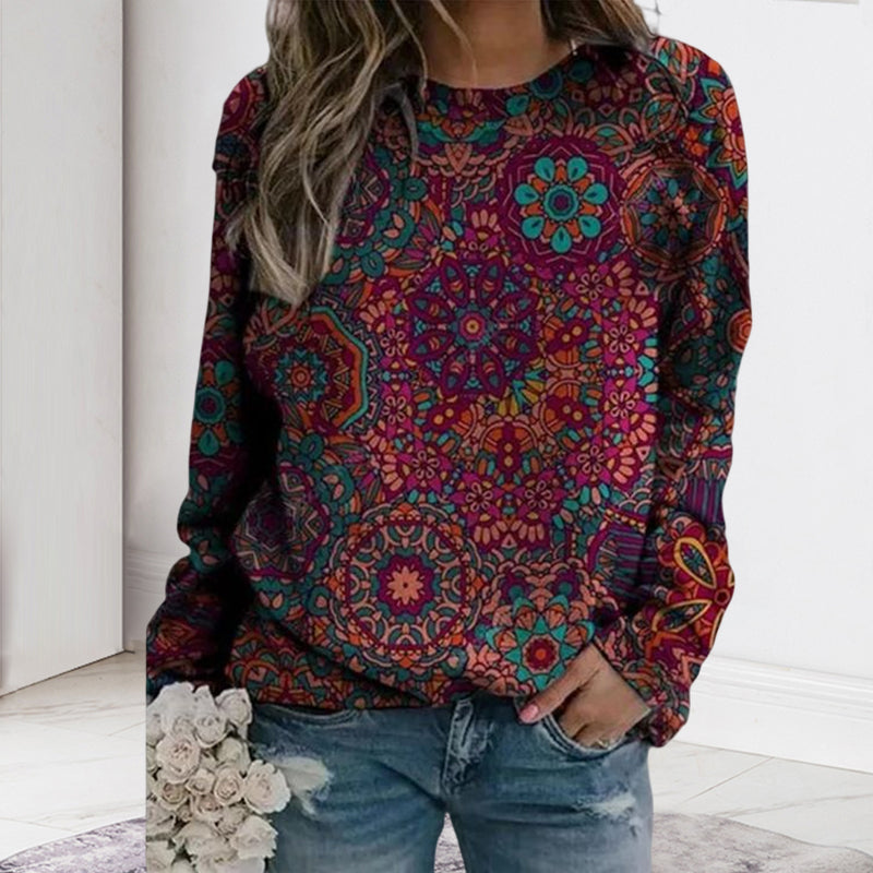 Printed Long-sleeved Crew-neck Sweatshirt