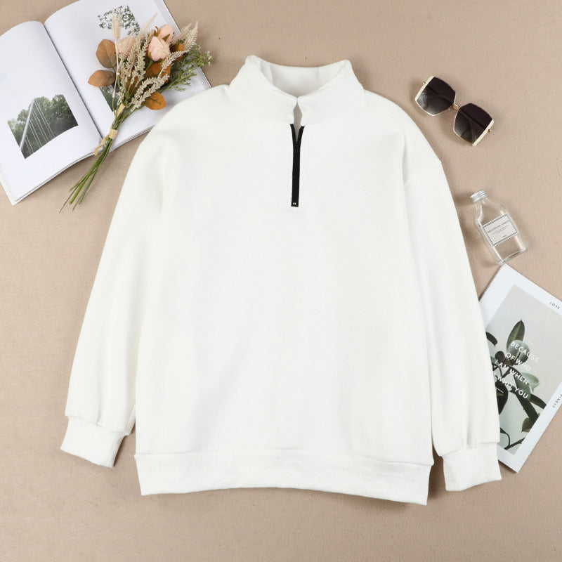 Lapel Zip Long Sleeve Sweatshirt