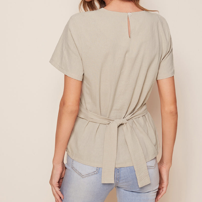 Cotton and Linen Belt T-shirt