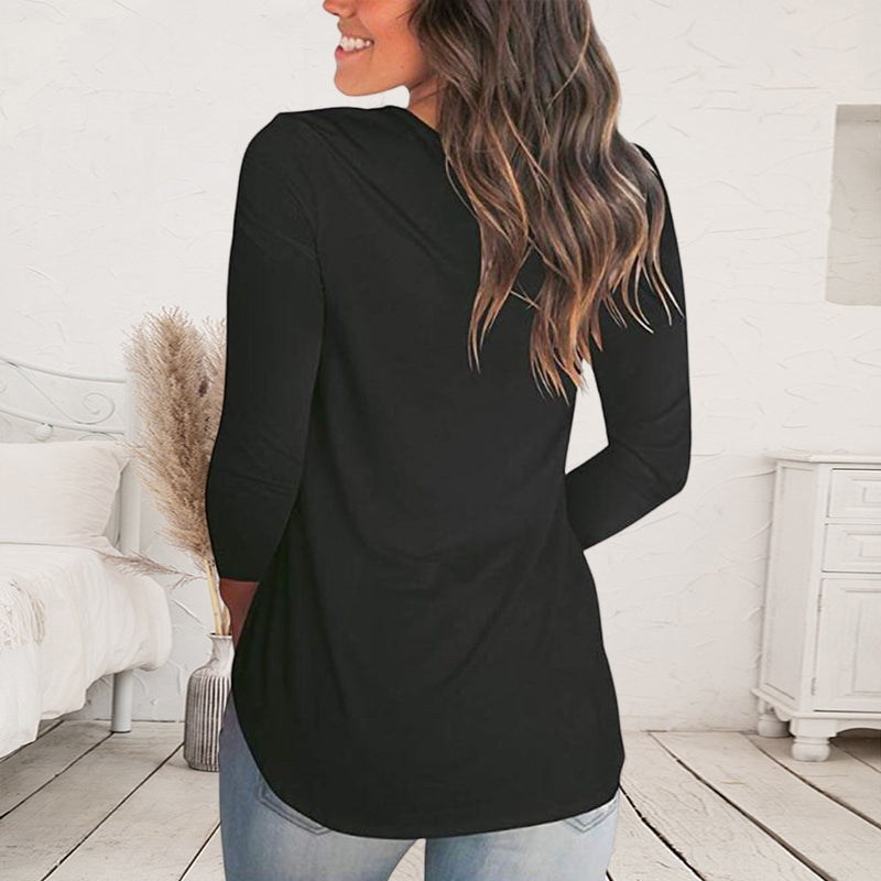 V-neck Long-sleeved T-shirt