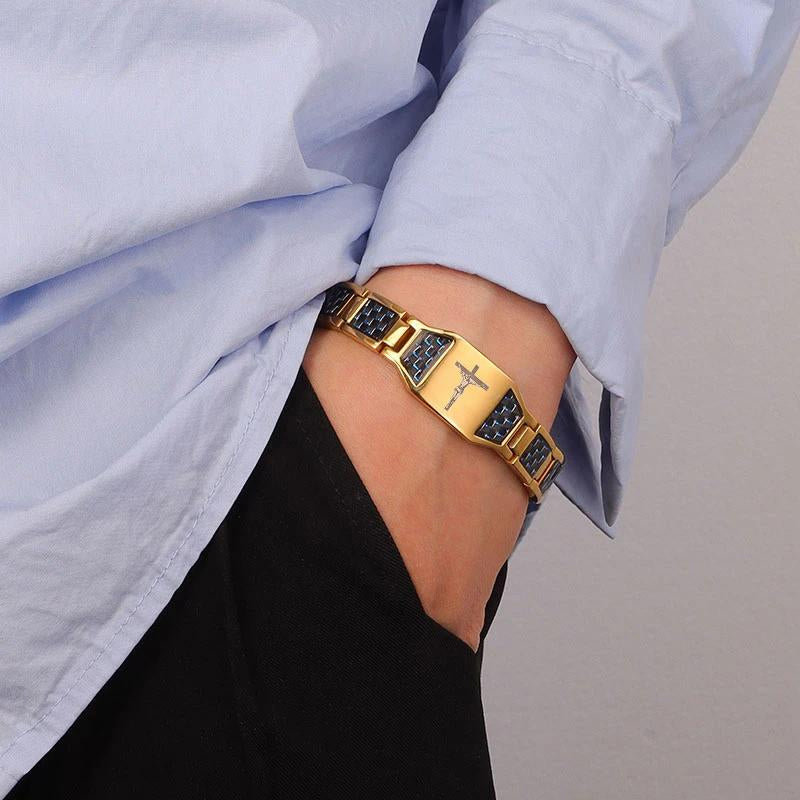 Carbon Fiber Magnet Titanium Steel Bracelet