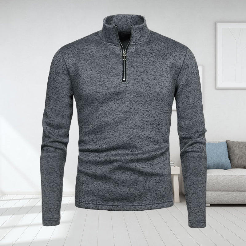 Men's Placket Zip Design Solid Color Turtleneck Jacket
