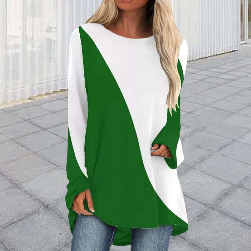 Long Sleeve Round Neck Colorful T-Shirt