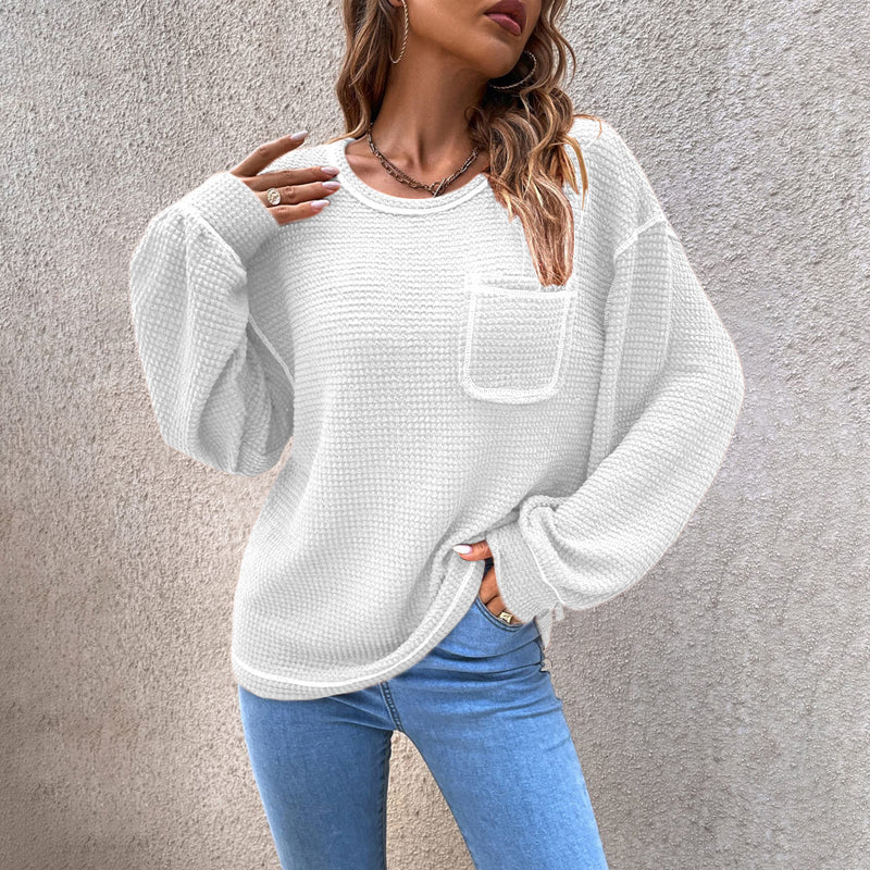 Women's Waffle Knit Tunic Tops Long Sleeve Shirt