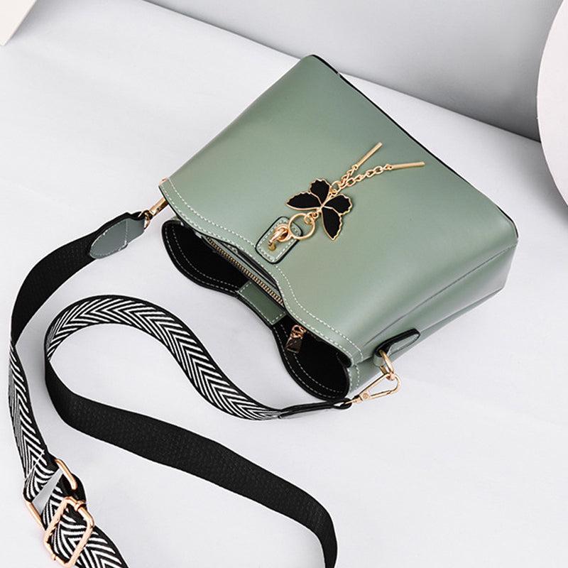 Plain Color Butterfly Leather Shoulder Bag