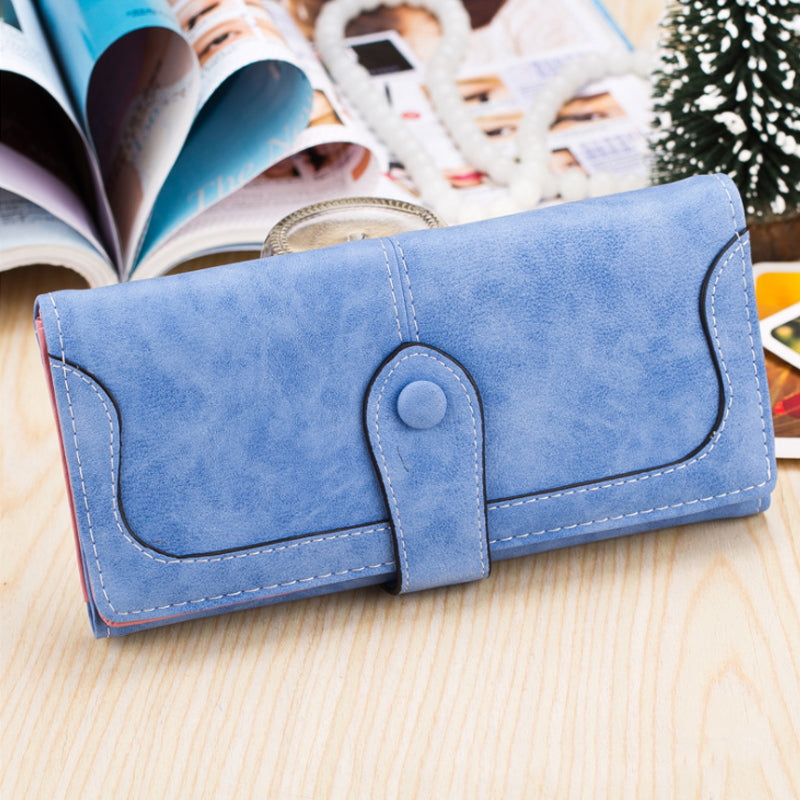 Nubuck Leather Long Wallet for Female