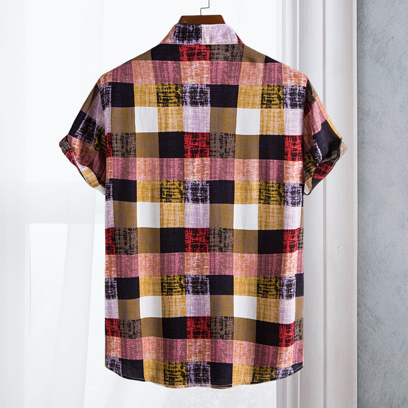 Multicolored Plaid Short Sleeve Shirt