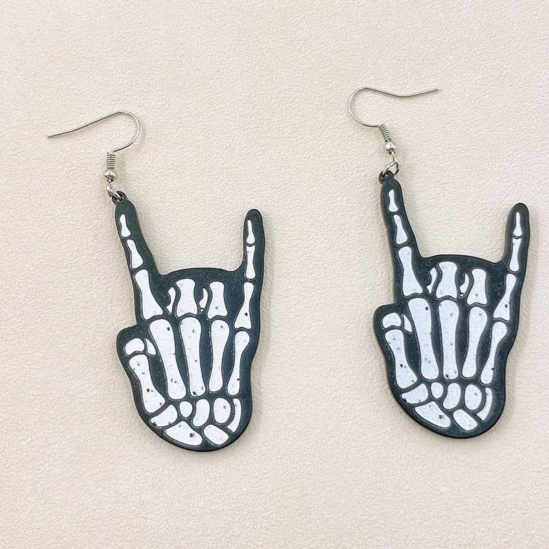 Fashion Personality Skull Finger Halloween Earrings