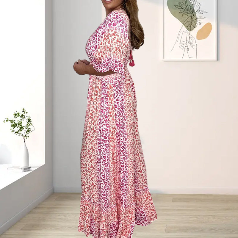 Geometric Multi-Print V-Neck Kimono Jumpsuits