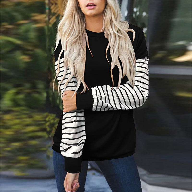 Solid Color Round Neck Long Sleeve T-Shirt