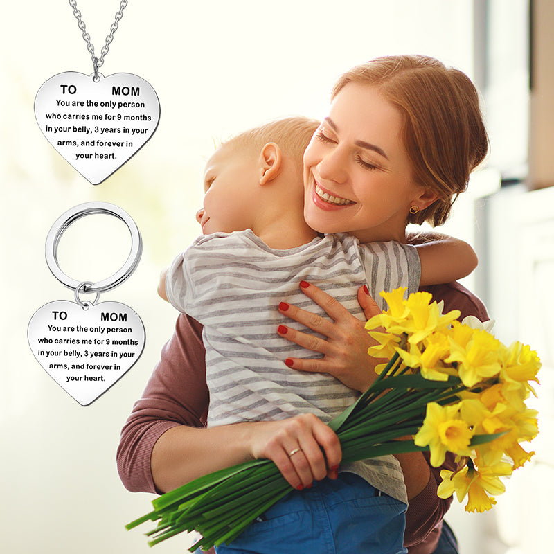 Heart-shaped TO MOM Necklace, Keyring