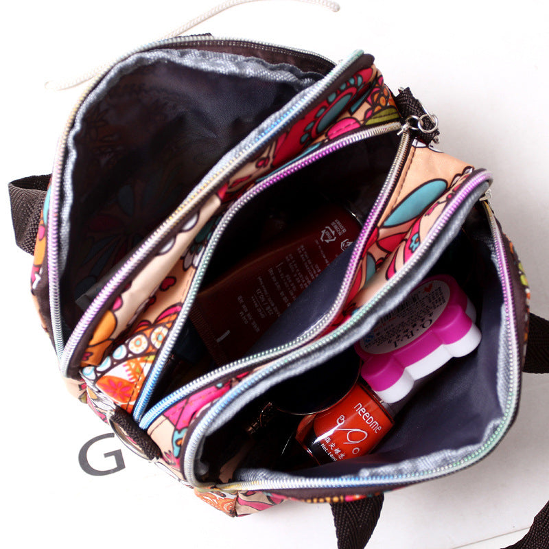 NYLON SHOULDER BAG WITH FLORAL PRINT