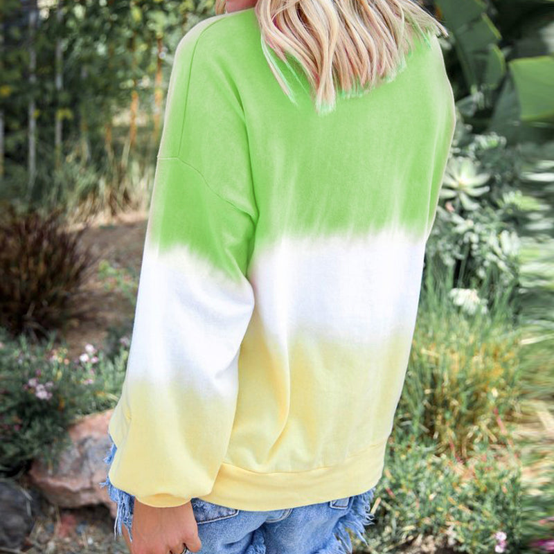 Rainbow Gradient Print Long Sleeve Sweatshirt