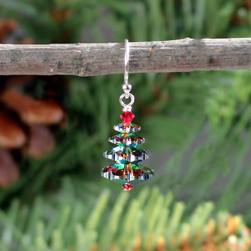 Christmas Tree Crystal Earrings