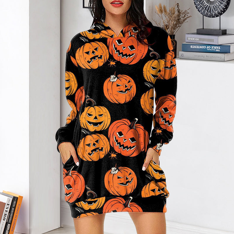 Pumpkin Digital Print Hoodie