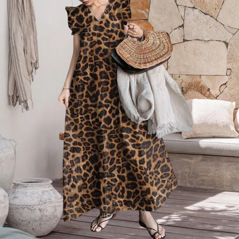 Leopard Print Commuter Long Dress