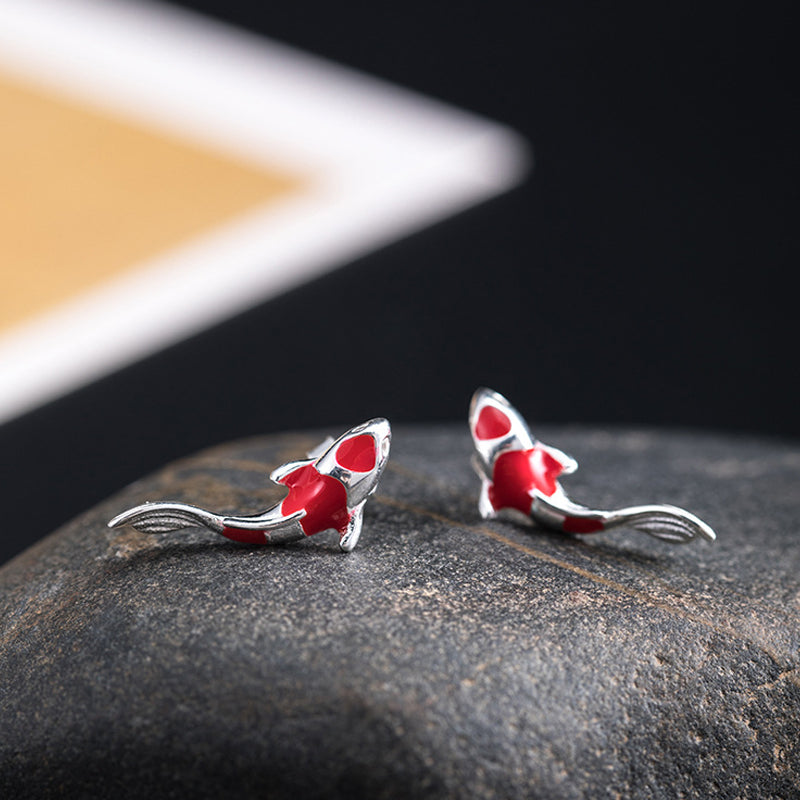 Red Koi 925 Sterling Silver Earrings
