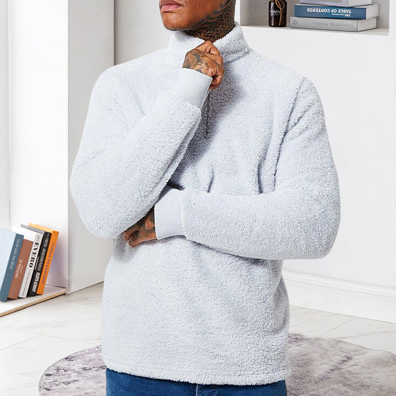 Mens Fuzzy Sherpa Pullover Long Sleeve Sweatshirts