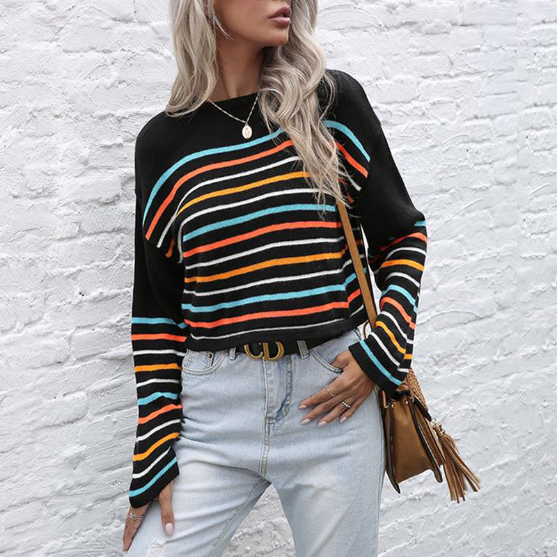 Multicolored Striped Knit Sweater