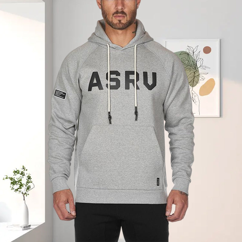 Lettered Print Long-sleeved Hooded Sweatshirt