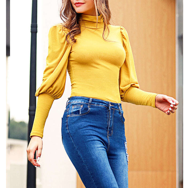 Women's Long Sleeve Slim Fit Turtleneck Basic T-Shirts