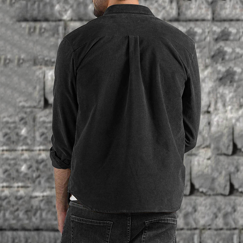 Men's Long Sleeve Casual Vintage Pocket Shirt
