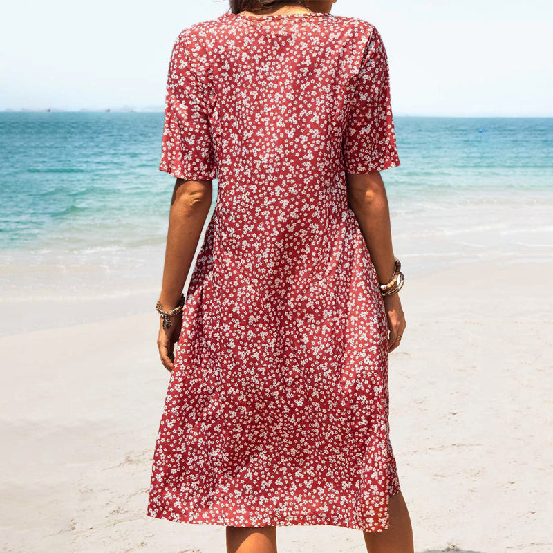 Floral Crew Neck Beach Dress