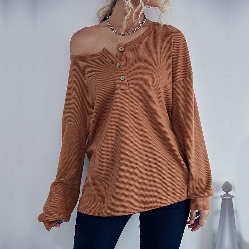 Waffle Solid Knit Sweater