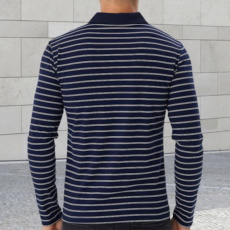 Striped Long Sleeve Polo Shirt