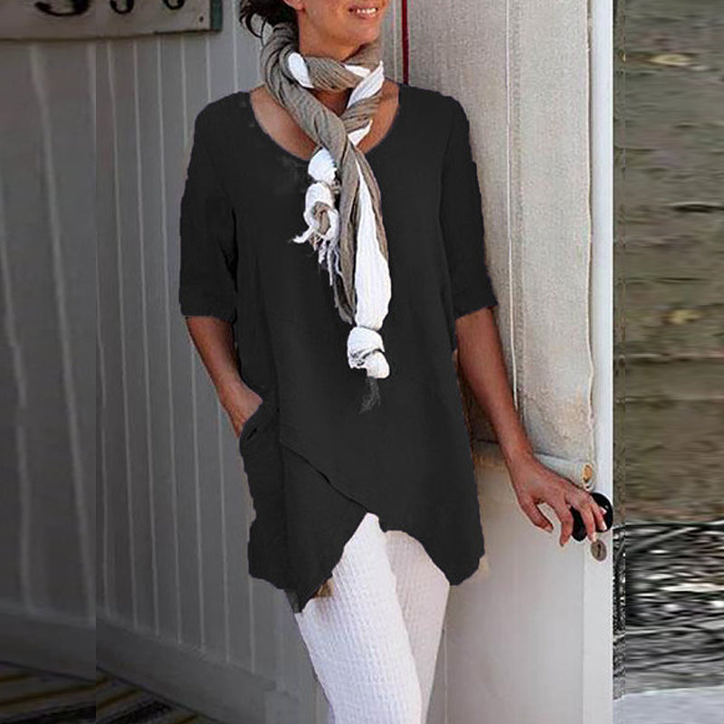 Casual Solid Color Top For Women