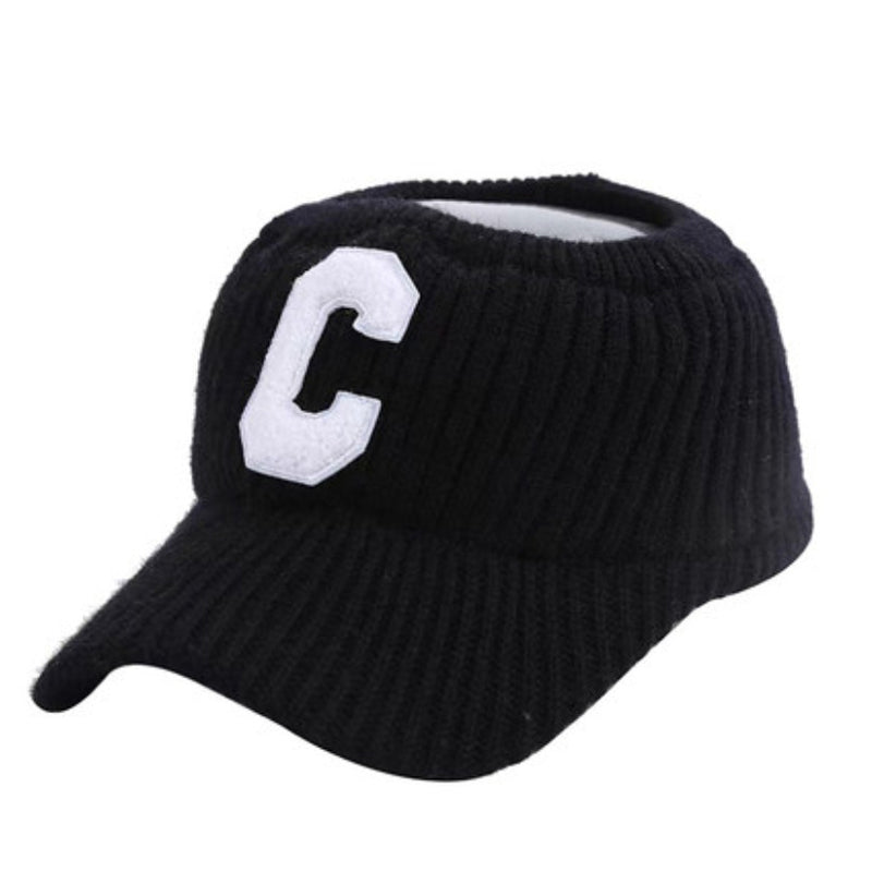 New C Letter Knitted Visor Cap