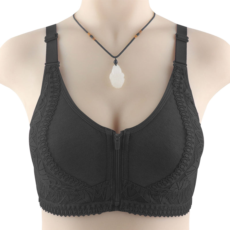 Womens Zip Front Closure Plus Size Bra