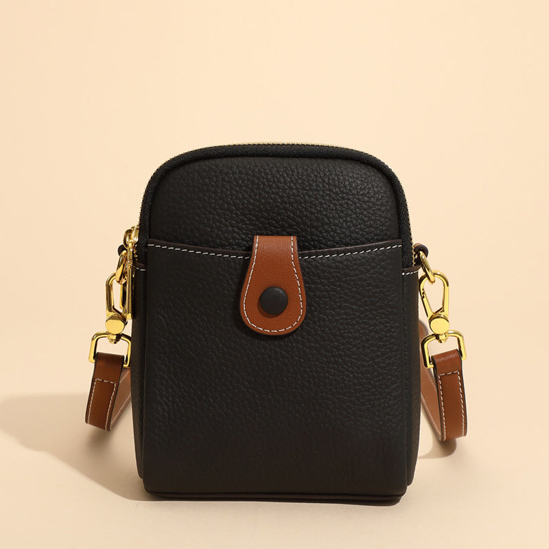 Multifunctional Solid Soft Leather Crossbody Bag
