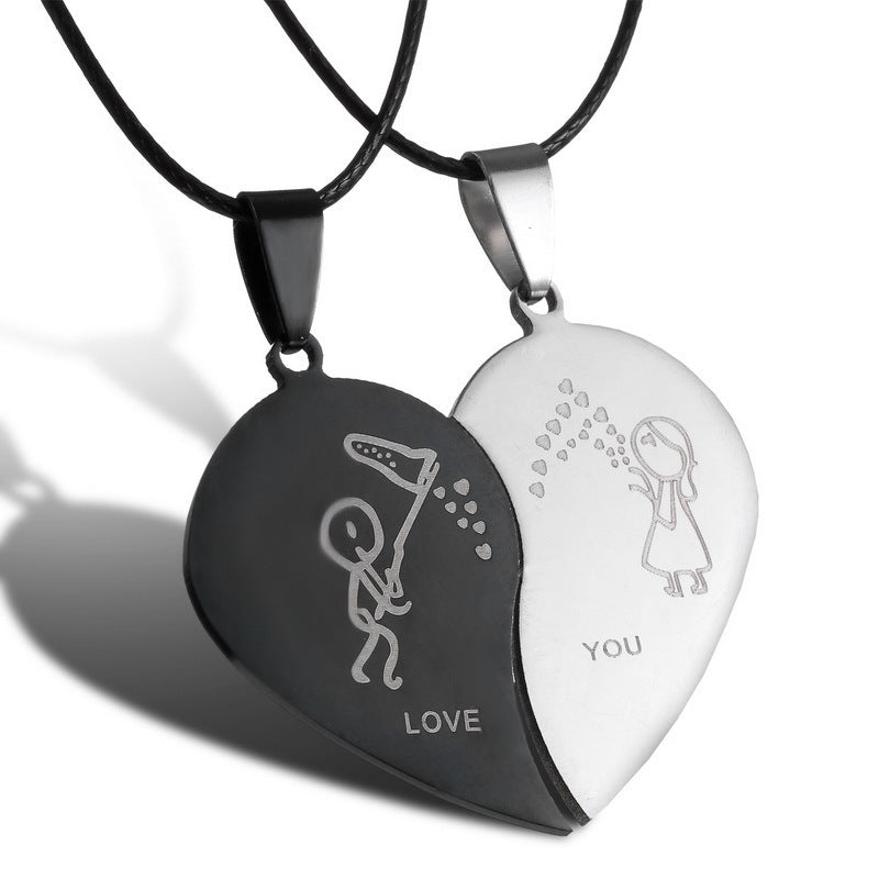 Puzzle Heart Couple Necklace