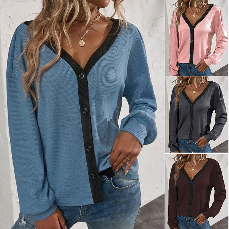 Women's V-Neck Cropped Cardigan Sweaters