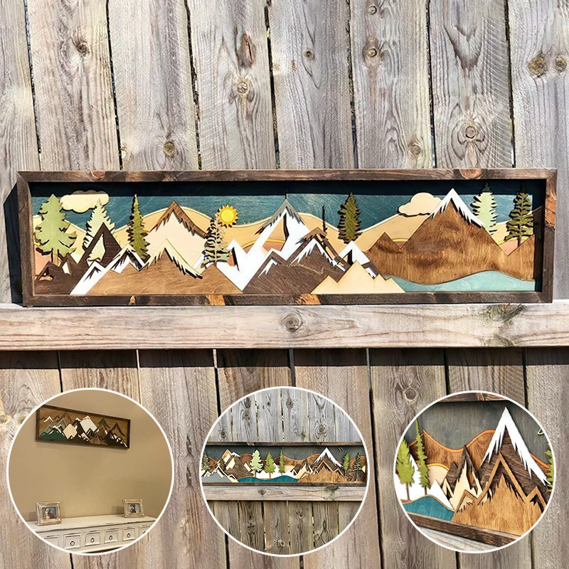 Handmade Wooden Forest & Mountain Wall Decor