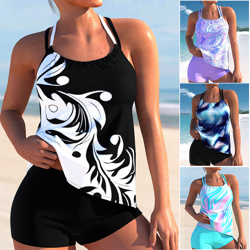 Printed Boxer Skirt Swimsuit