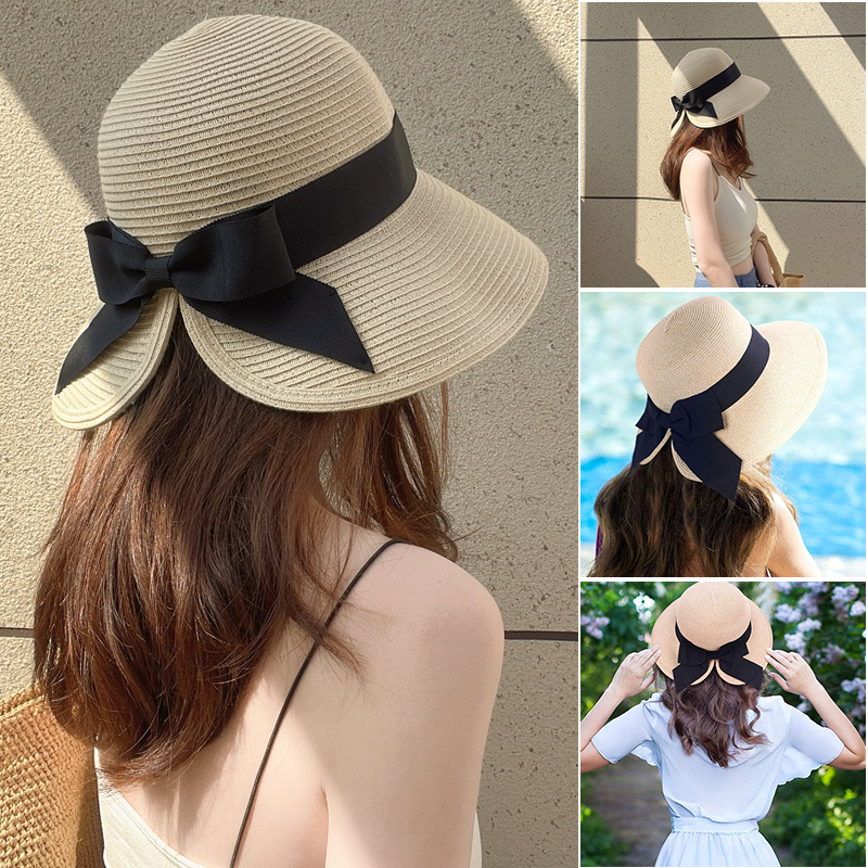 Parasol Straw Hat with Bow