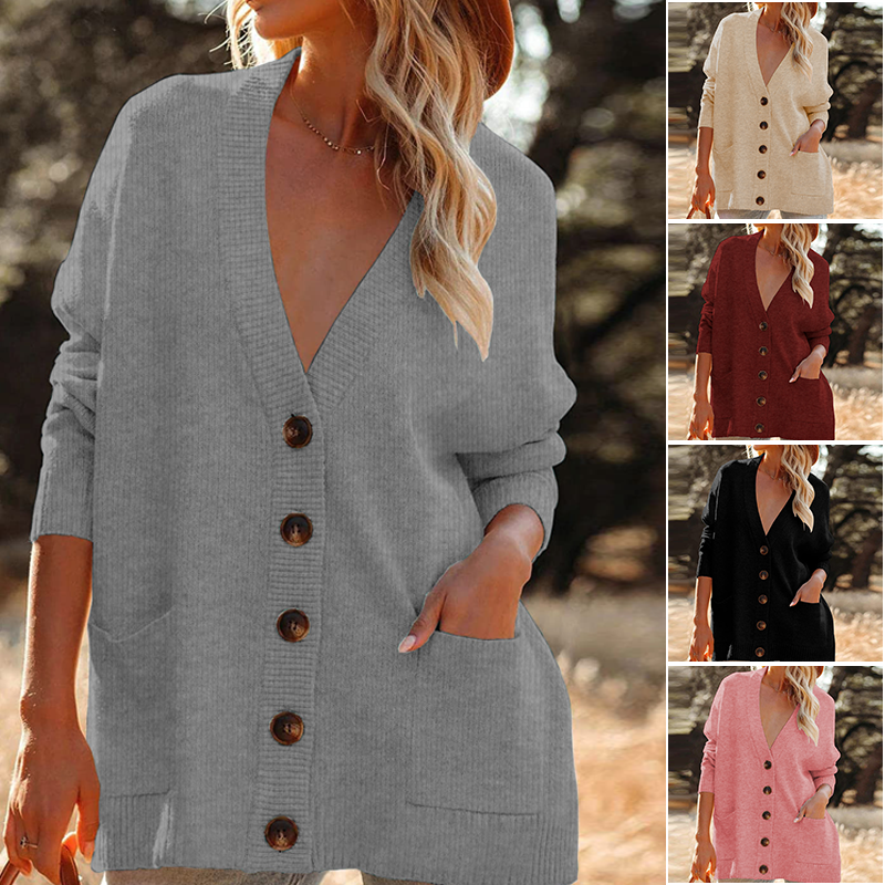 Solid Color Cardigan Sweater